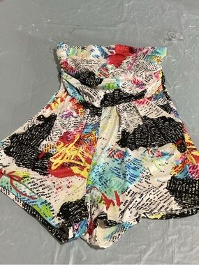 Colorful Abstract Print Tube Romper 1010